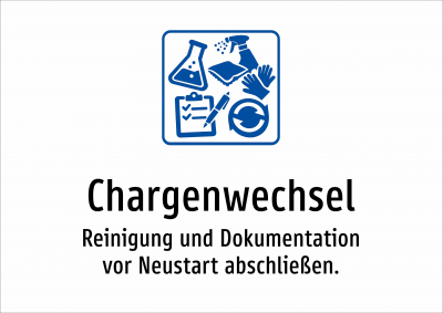 Chargenwechsel - Reinigung und Dokumentation vor Neustart abschließen.