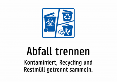 Abfall trennen - Kontaminiert, Recycling und Restmüll getrennt sammeln.