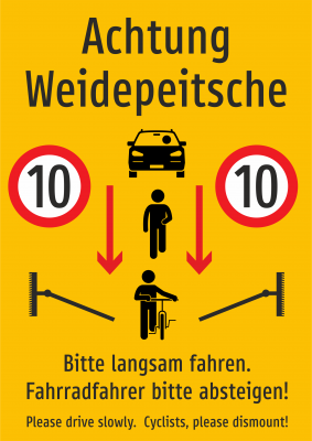 Achtung Weidevieh! Weidepeitsche!