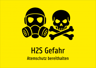 H2S Gefahr - Atemschutz bereithalten