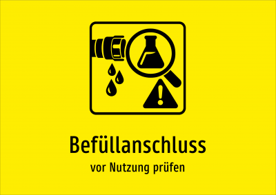 Befüllanschluss - vor Nutzung prüfen