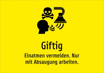 Giftig - Einatmen vermeiden. Nur mit Absaugung arbeiten.