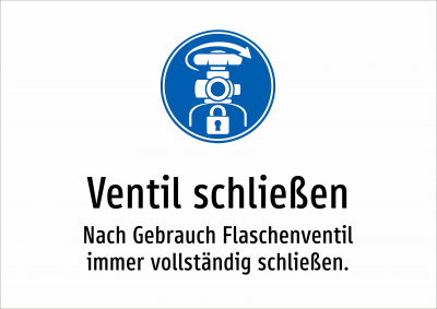 Ventil schließen - Nach Gebrauch Flaschenventil immer vollständig schließen.