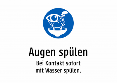 Augen spülen - Bei Kontakt sofort mit Wasser spülen.