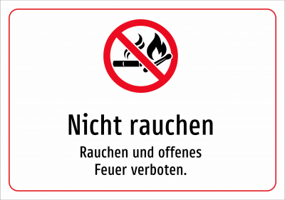 Nicht rauchen - Rauchen und offenes Feuer verboten.