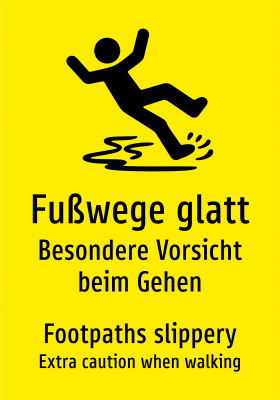 Fußwege glatt - Besondere Vorsicht beim Gehen