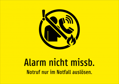 Alarm nicht missb. - Notruf nur im Notfall auslösen.
