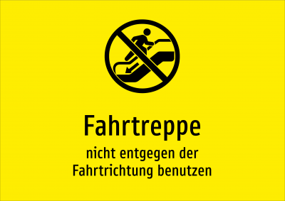 Fahrtreppe - nicht entgegen der Fahrtrichtung benutzen