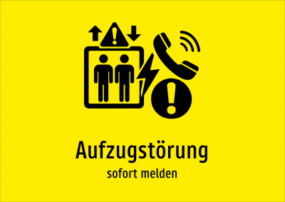 Aufzugstörung - sofort melden