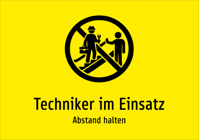 Techniker im Einsatz - Abstand halten