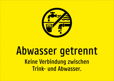 Abwasser getrennt - Keine Verbindung zwischen Trink- und Abwasser.