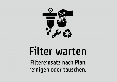 Filter warten - Filtereinsatz nach Plan reinigen oder tauschen.