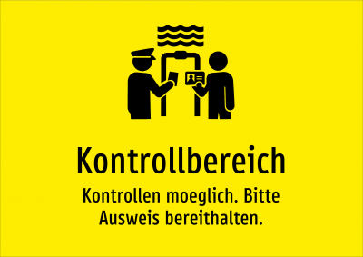 Kontrollbereich - Kontrollen moeglich. Bitte Ausweis bereithalten.