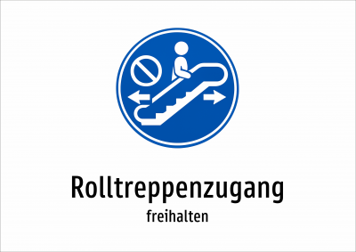 Rolltreppenzugang - freihalten