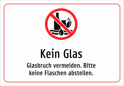 Kein Glas - Glasbruch vermeiden. Bitte keine Flaschen abstellen.
