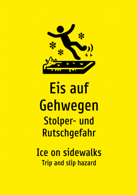 Eis auf Gehwegen - Stolper- und Rutschgefahr