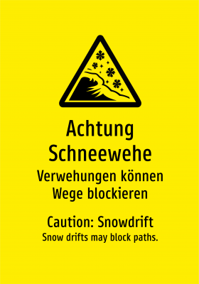 Achtung Schneewehe - Verwehungen können Wege blockieren