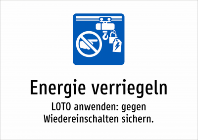 Energie verriegeln - LOTO anwenden: gegen Wiedereinschalten sichern.