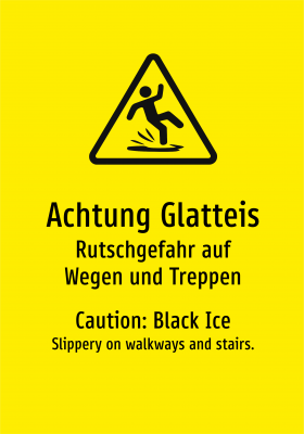 Achtung Glatteis - Rutschgefahr auf Wegen und Treppen