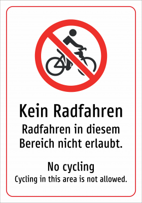 Kein Radfahren - Radfahren in diesem Bereich nicht erlaubt.