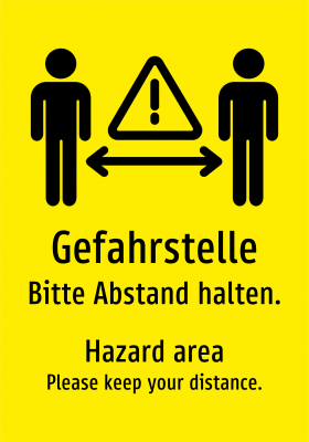 Gefahrstelle - Bitte Abstand halten.
