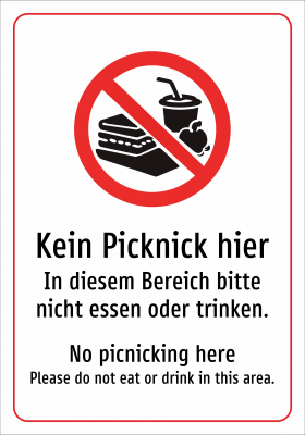Kein Picknick hier - In diesem Bereich bitte nicht essen oder trinken.