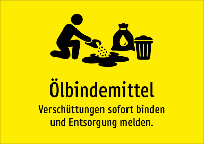 Ölbindemittel - Verschüttungen sofort binden und Entsorgung melden.