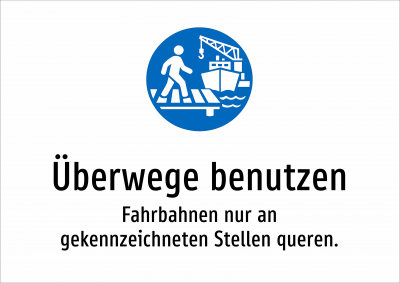 Überwege benutzen - Fahrbahnen nur an gekennzeichneten Stellen queren.