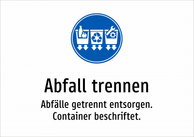 Abfall trennen - Abfälle getrennt entsorgen. Container beschriftet.