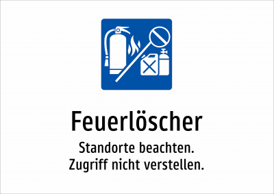Feuerlöscher - Standorte beachten. Zugriff nicht verstellen.