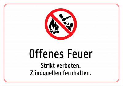 Offenes Feuer - Strikt verboten. Zündquellen fernhalten.