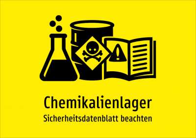 Chemikalienlager - Sicherheitsdatenblatt beachten