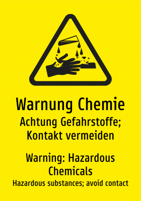 Warnung Chemie - Achtung Gefahrstoffe; Kontakt vermeiden
