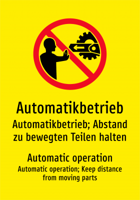 Automatikbetrieb - Automatikbetrieb; Abstand zu bewegten Teilen halten