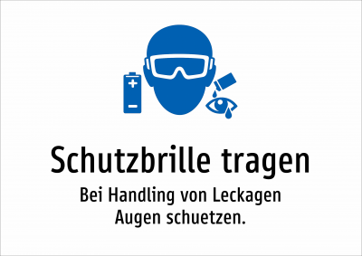 Schutzbrille tragen - Bei Handling von Leckagen Augen schuetzen.