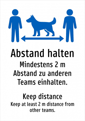 Abstand halten - Mindestens 2 m Abstand zu anderen Teams einhalten.