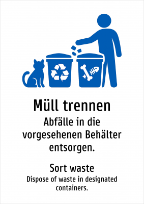 Müll trennen - Abfälle in die vorgesehenen Behälter entsorgen.