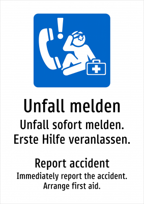 Unfall melden - Unfall sofort melden. Erste Hilfe veranlassen.