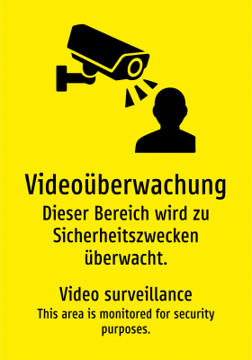 Videoüberwachung - Dieser Bereich wird zu Sicherheitszwecken überwacht.