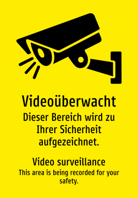 Videoüberwacht - Dieser Bereich wird zu Ihrer Sicherheit aufgezeichnet.