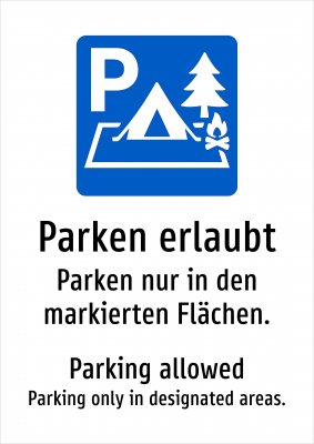 Parken erlaubt - Parken nur in den markierten Flächen.