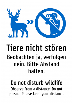 Tiere nicht stören - Beobachten ja, verfolgen nein. Bitte Abstand halten.