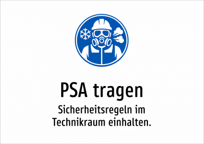 PSA tragen - Sicherheitsregeln im Technikraum einhalten.