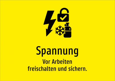 Spannung - Vor Arbeiten freischalten und sichern.