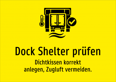 Dock Shelter prüfen - Dichtkissen korrekt anlegen, Zugluft vermeiden.