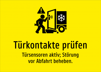 Türkontakte prüfen - Türsensoren aktiv; Störung vor Abfahrt beheben.