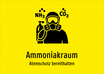 Ammoniakraum - Atemschutz bereithalten