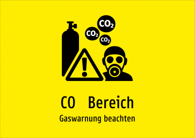 CO₂ Bereich - Gaswarnung beachten