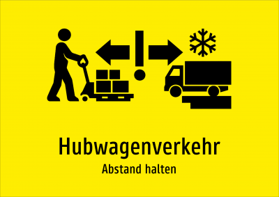 Hubwagenverkehr - Abstand halten