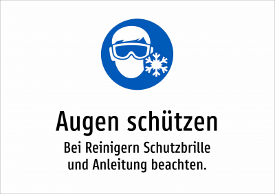 Augen schützen - Bei Reinigern Schutzbrille und Anleitung beachten.